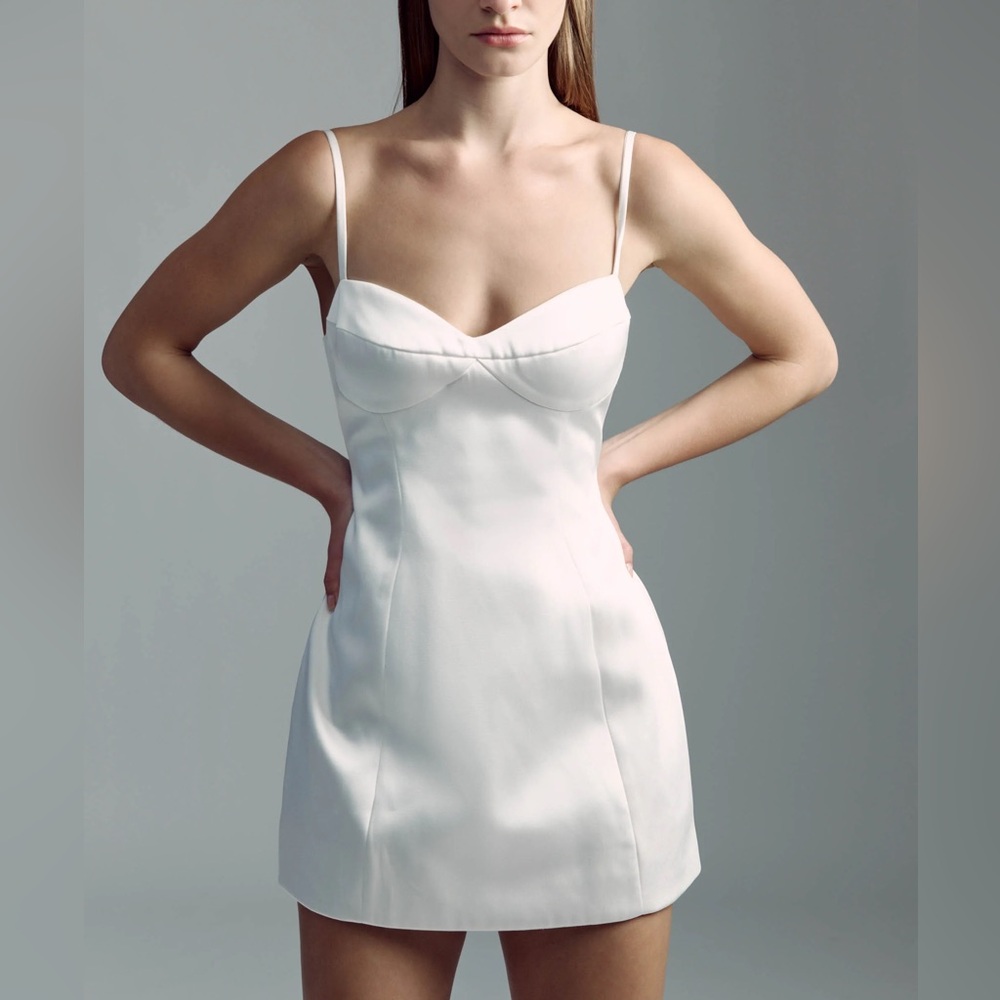 Bardot White Satin Slip Dress